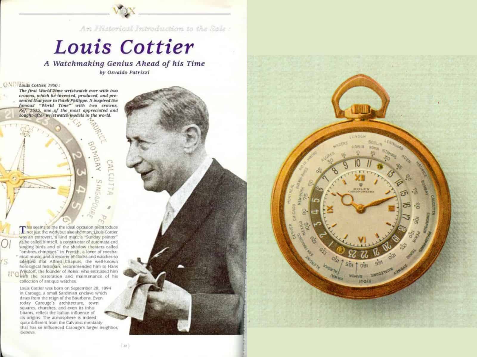 Rolex Cottier Taschenuhr mit Weltzeit-Mechanismus von Lousi Cottier 1945