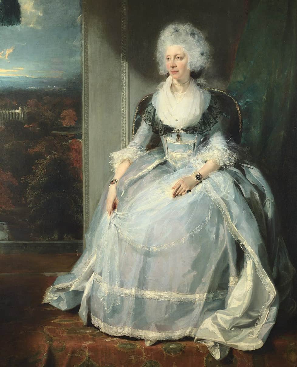 Queen Charlotte, Auftraggeberin der Mudge-Uhr, auf einem alten Gemälde von Thomas Lawrence