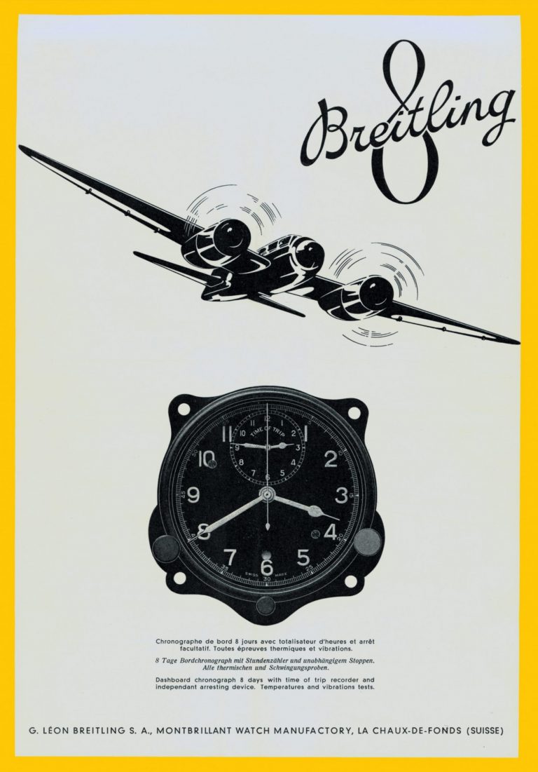 Breitling Anzeige von 1941 für die 8 Aviation Abteilung