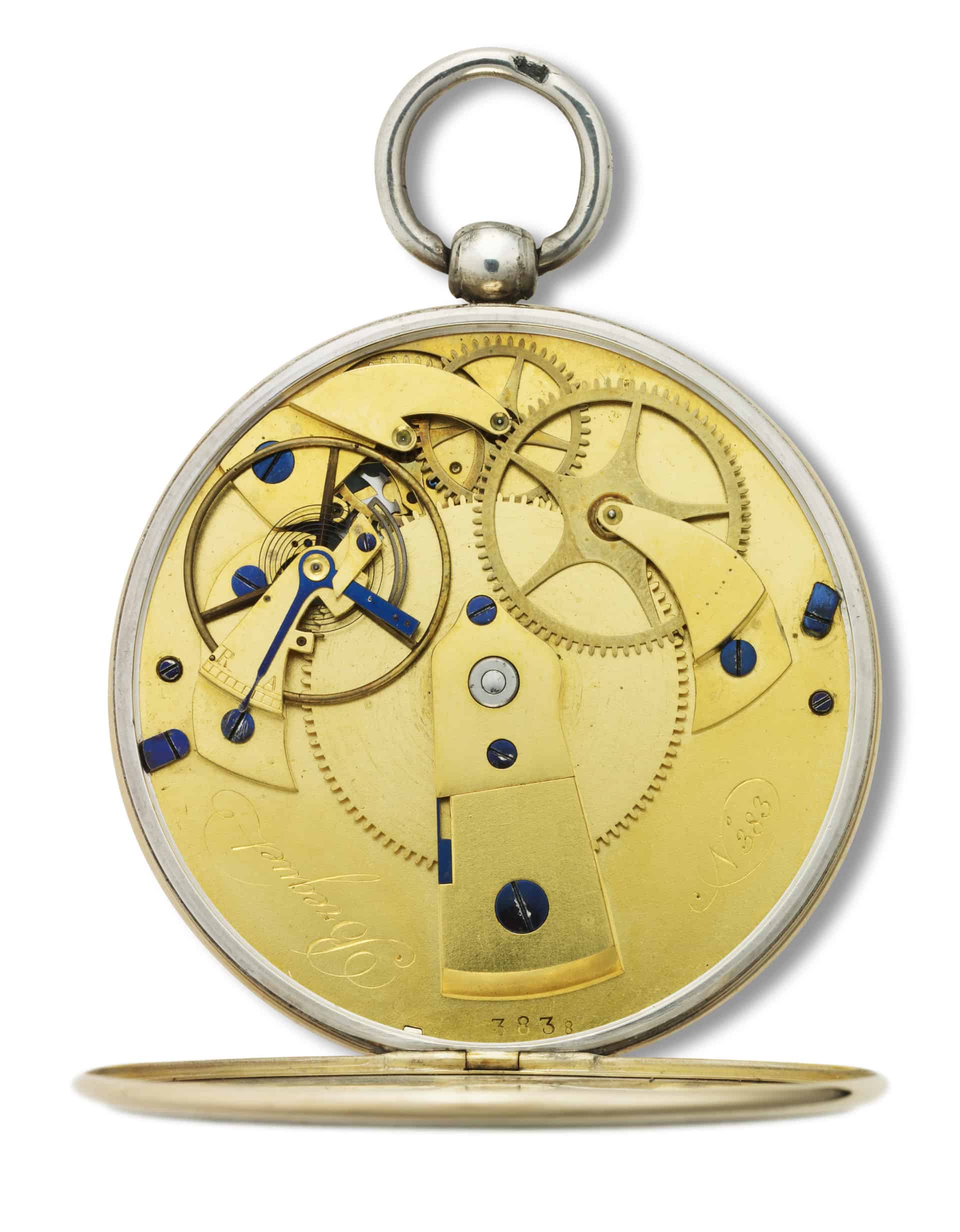  Uhrwerk der Breguet Taschenuhr No 383 mit der später patentierten Parachute Stosssicherung
