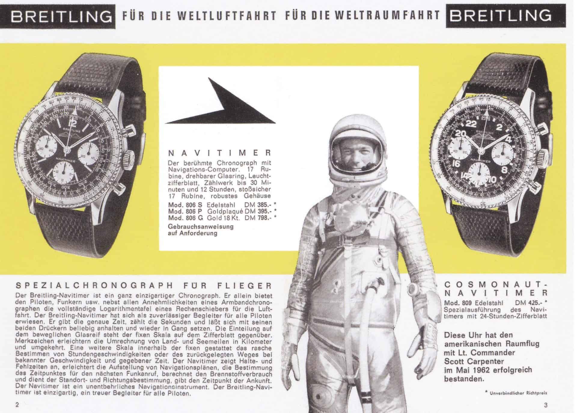 Alte Anzeige für einen Breitling Navitimer