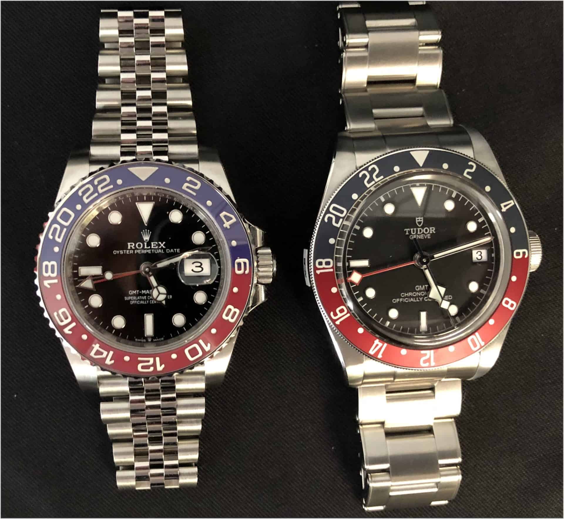 Rolex GMT Master II 126710BLRO und Tudor Black Bay GMT M79830RB 0001 02