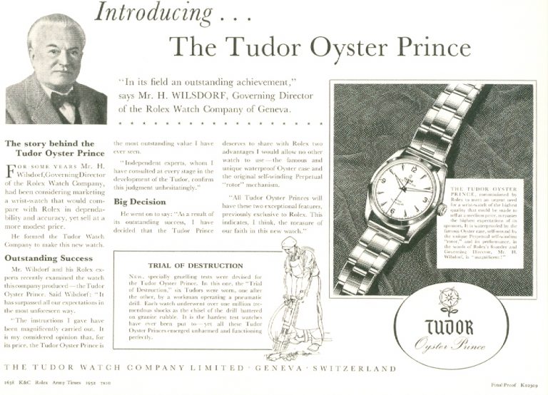 1952 warb Tudor so für die "Oyster Prince"