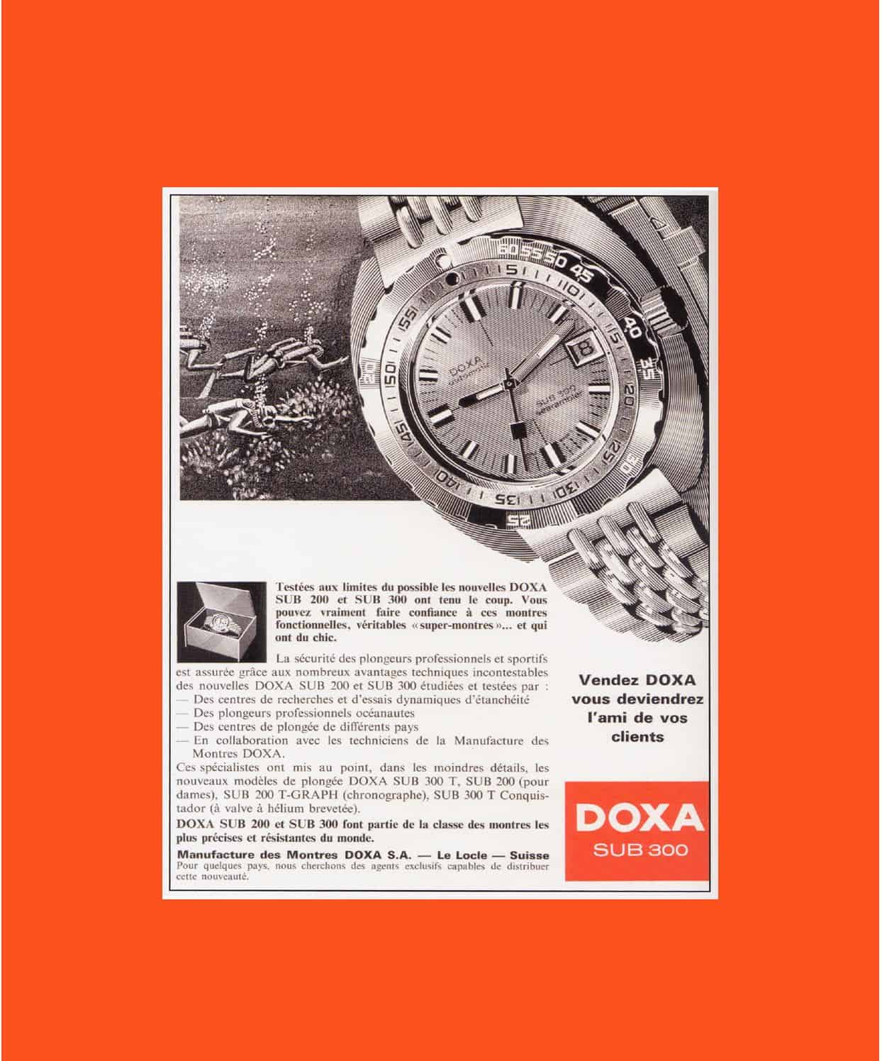 Alte Anzeigenmotive und eine kleine Geschichte der Marke: Die Doxa 300 Sub Taucheruhr Doxa Taucheruhr: Diese Uhr zog Taucher an