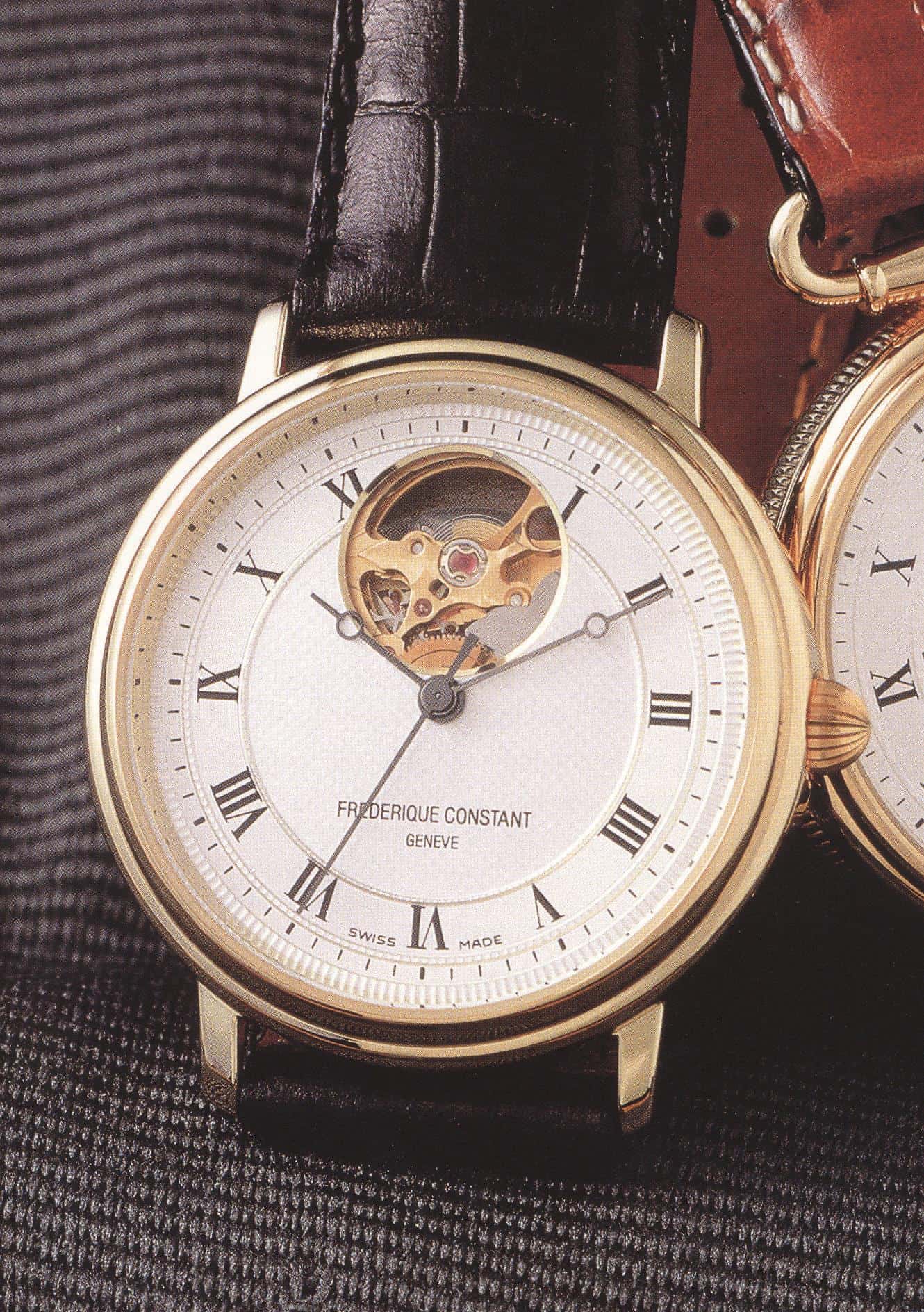 Frederique Constant mit Sichtfenster - die Idee der 1994 lancierten Heartbeat Armbanduhr wurde aber nicht geschützt