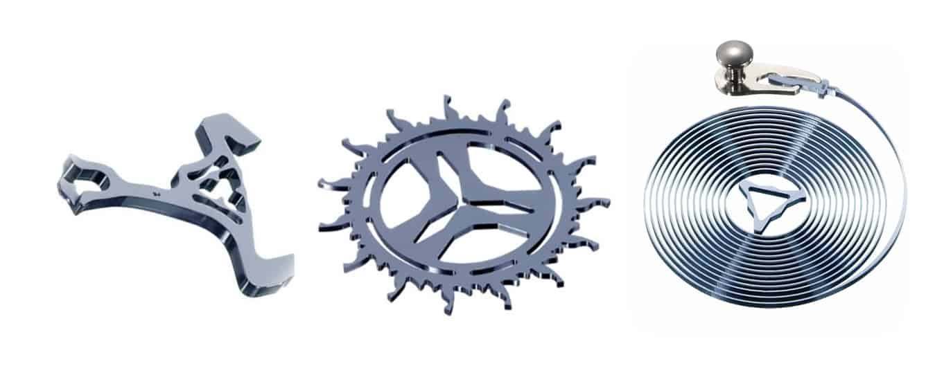 Werkstoff Silizium bei Anker, Ankerrad und Unruh-Spiralen Silicon Rallye: Der Werkstoff Silizium bei Anker, Ankerrad und Unruh-Spiralen