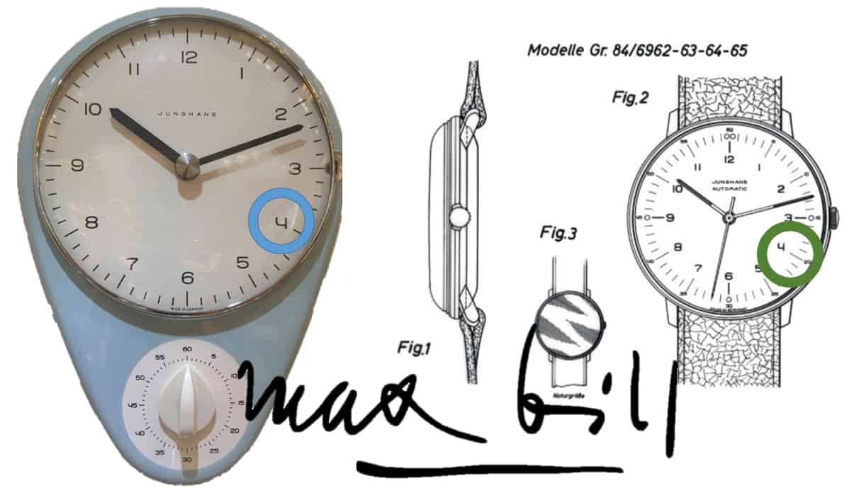 Junghans Max Bill Küchenuhr und die Gebrauchsmuster-Anmeldung zur Max Bill-Armbanduhr 
