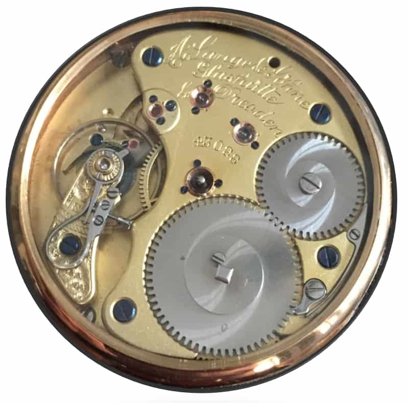 Eine eindrucksvolle Geschichte wie das A. Lange & Söhne Handaufzugskaliber 41 für Taschenuhren, Qualität 1 A von 1900 zeigt