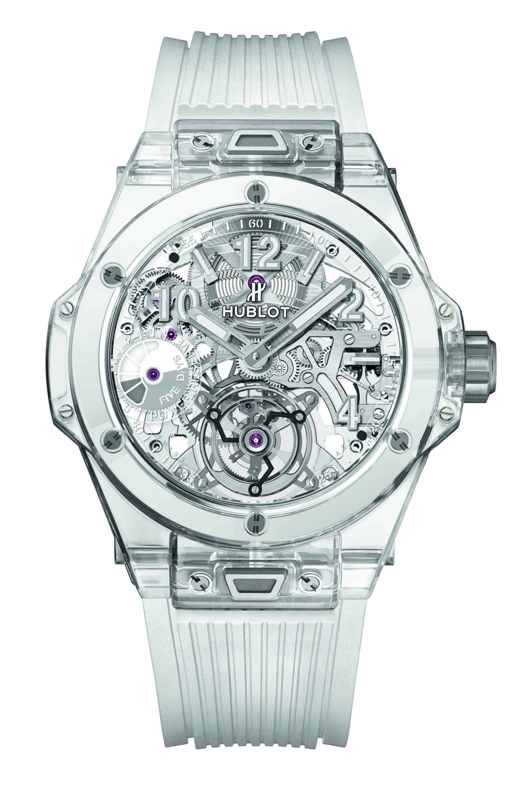 Die Hublot Big Bang Tourbillon mit dem skelettierten Uhrwerk