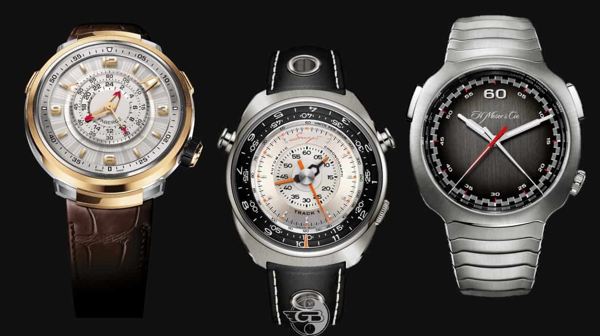 Uhren mit AgenGraphe Kaliber Fabergé Visionnaire und Singer Reimagined Track-1 sowie H. Moser & Cie Streamliner Flyback