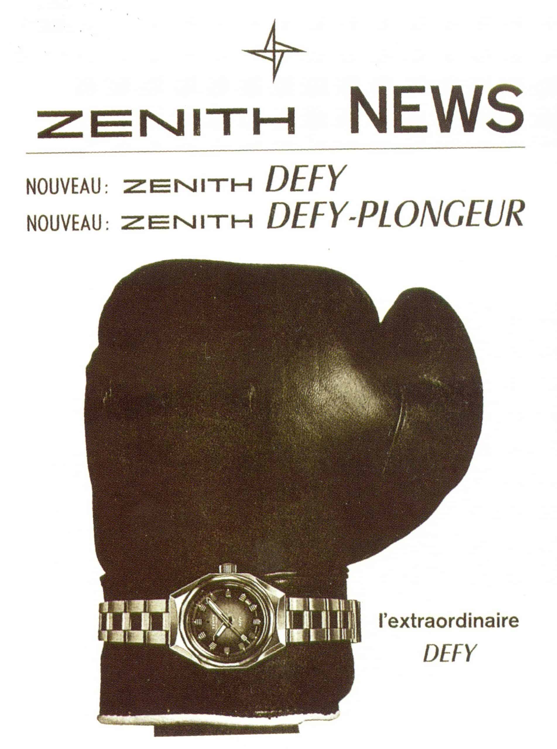 Eine Zenith Anzeige für eine Defy Taucheruhr aus den 1970er Jahren