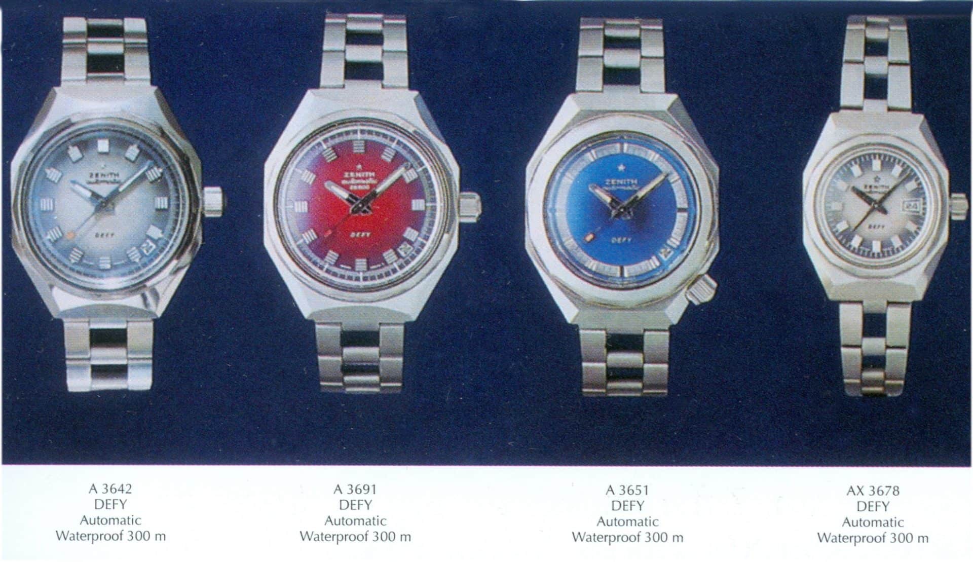 "Defy" Uhrenmodelle von Zenith im Jahr 1969