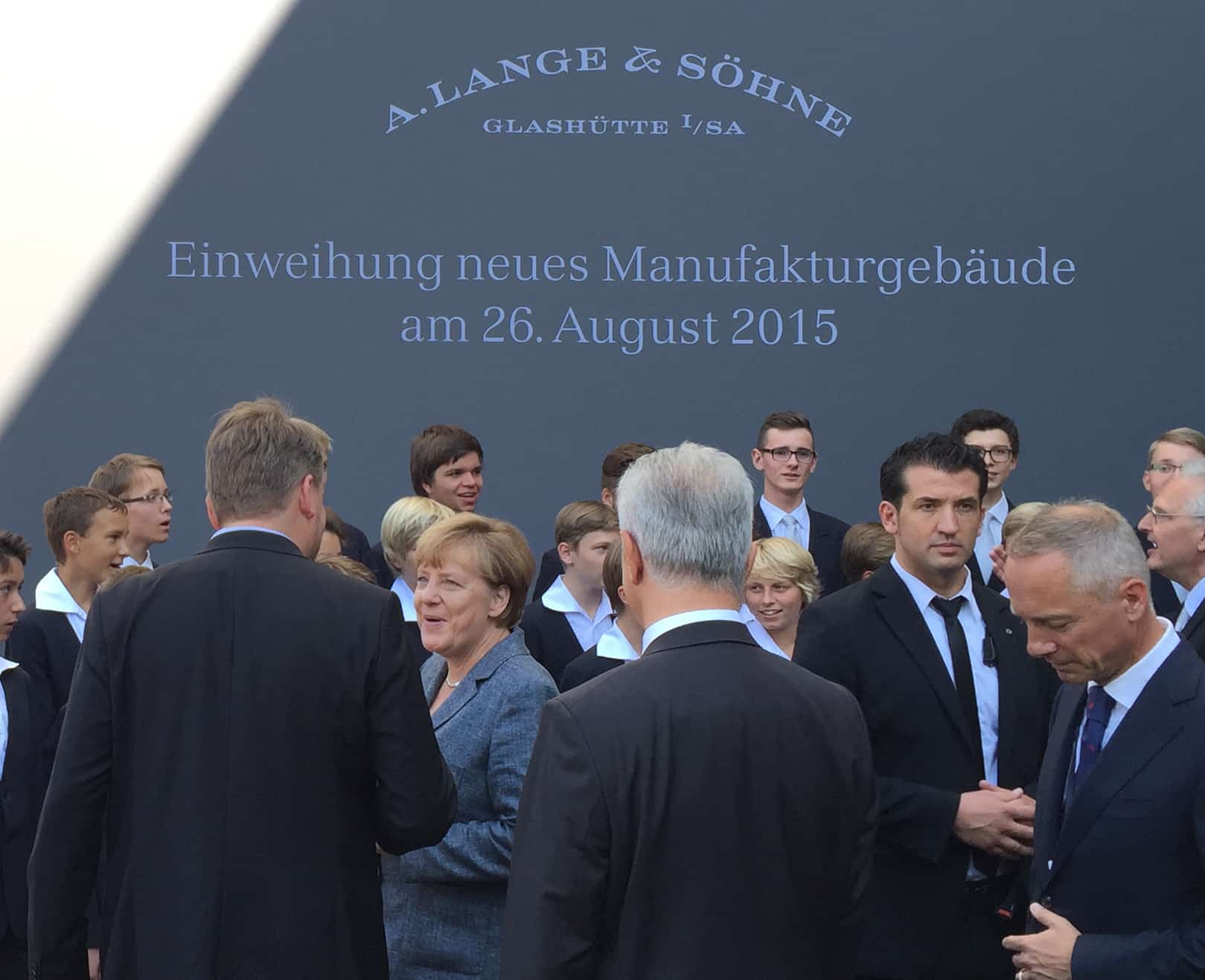 Die deutsche Bundeskanzlerin im August 2015 bei A. Lange & Söhne 