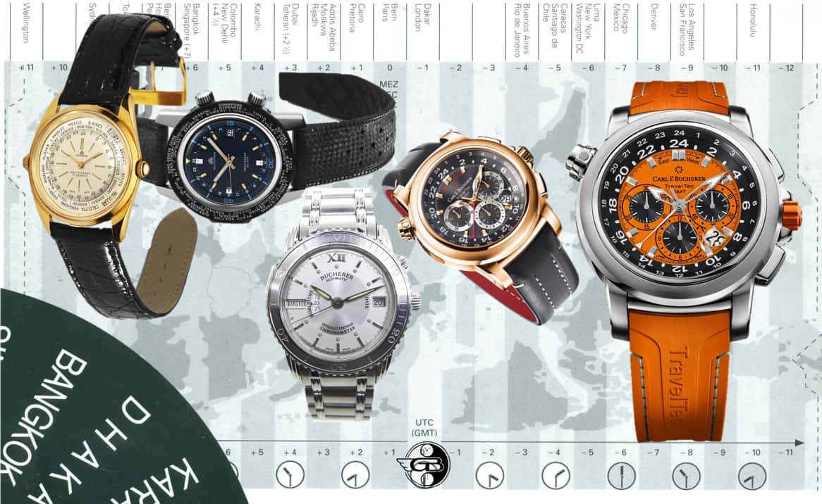 Zeitzonen-Armbanduhren von Bucherer und Carl F. Bucherer von 1950 bis 2020