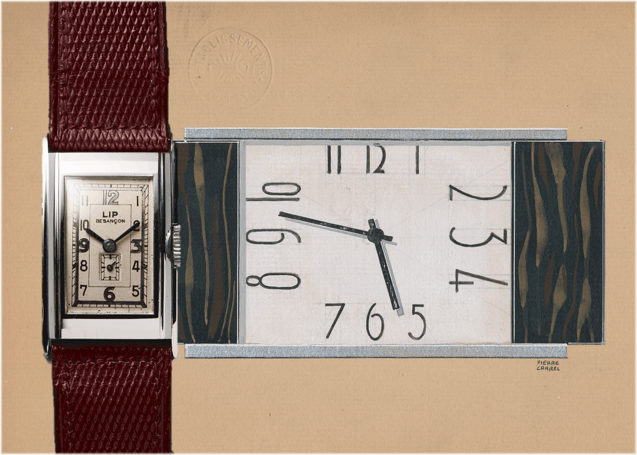 rechteckige Art Decó Form der Leon Hator und Lip Besancon Uhren (C) Uhrenkosmos