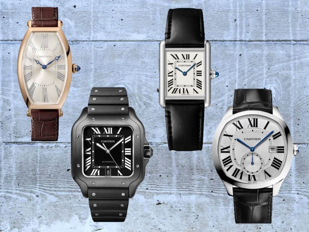 Cartier Uhren mit Formgehäuse in Kissen- und Tonneauform