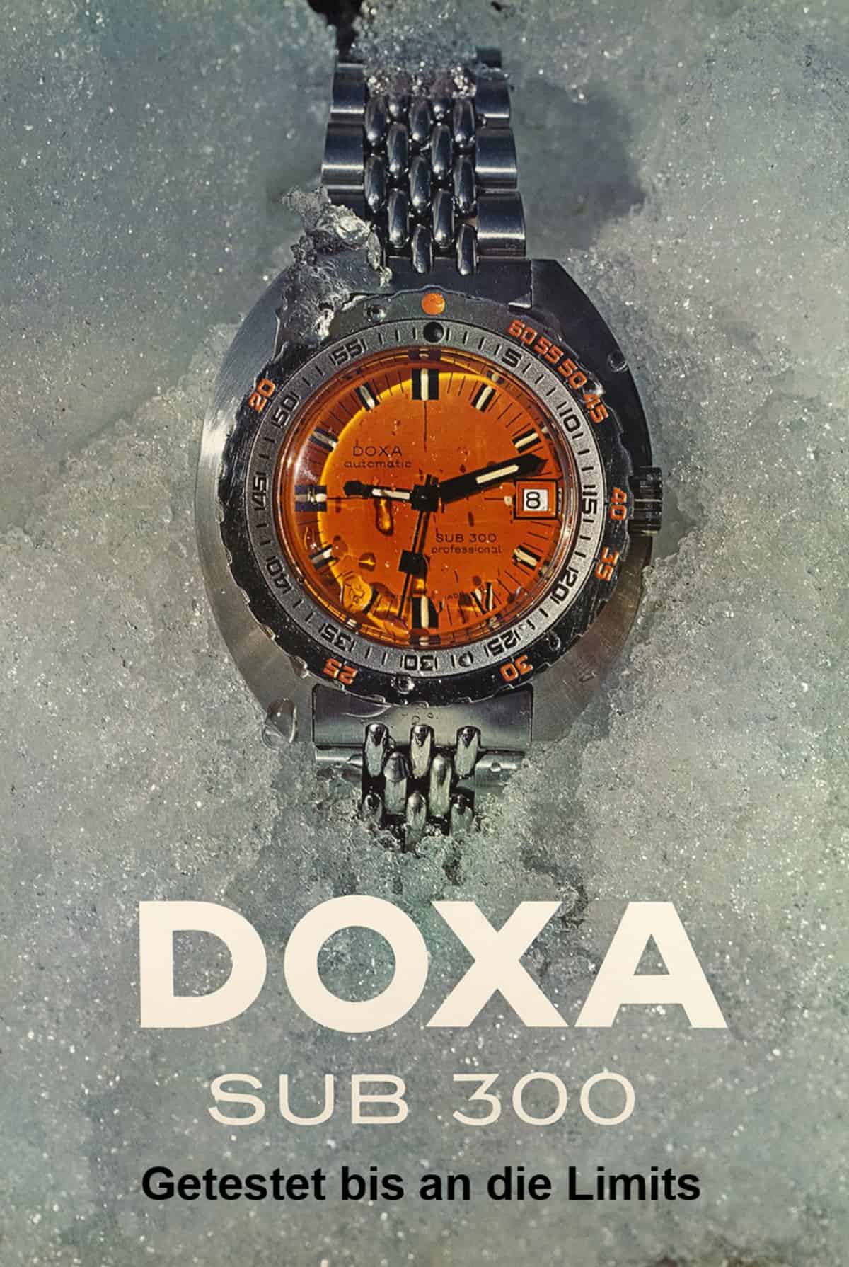 Anzeige für eine Doxa Sub 300 Orange Taucheruhr