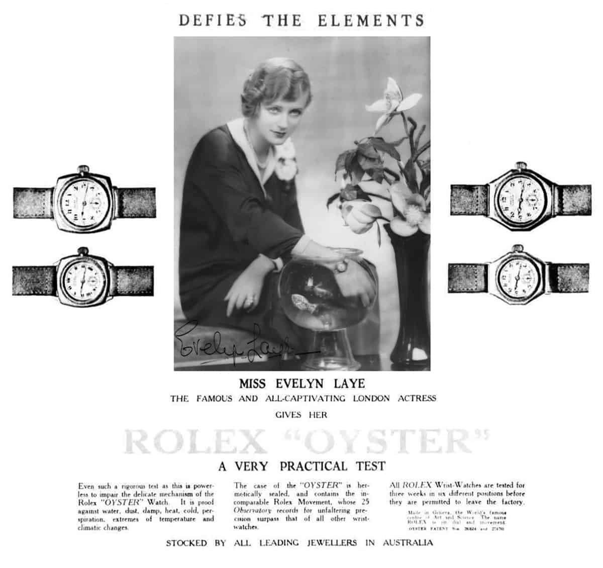 Rolex Oyster Evelyn Laye Australien 1928