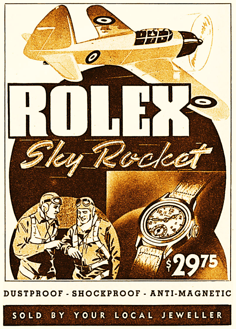 Anzeige für das Modell Rolex Sky Rocket der 1940-er Jahre
