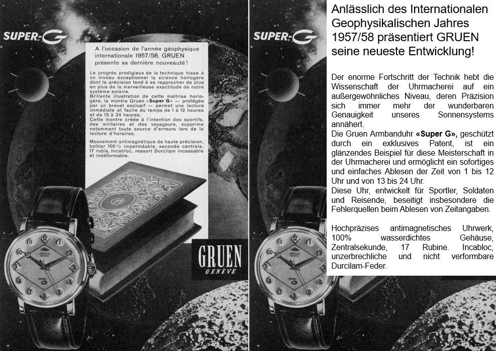 Werbung für die Gruen Super G Uhr von 1958