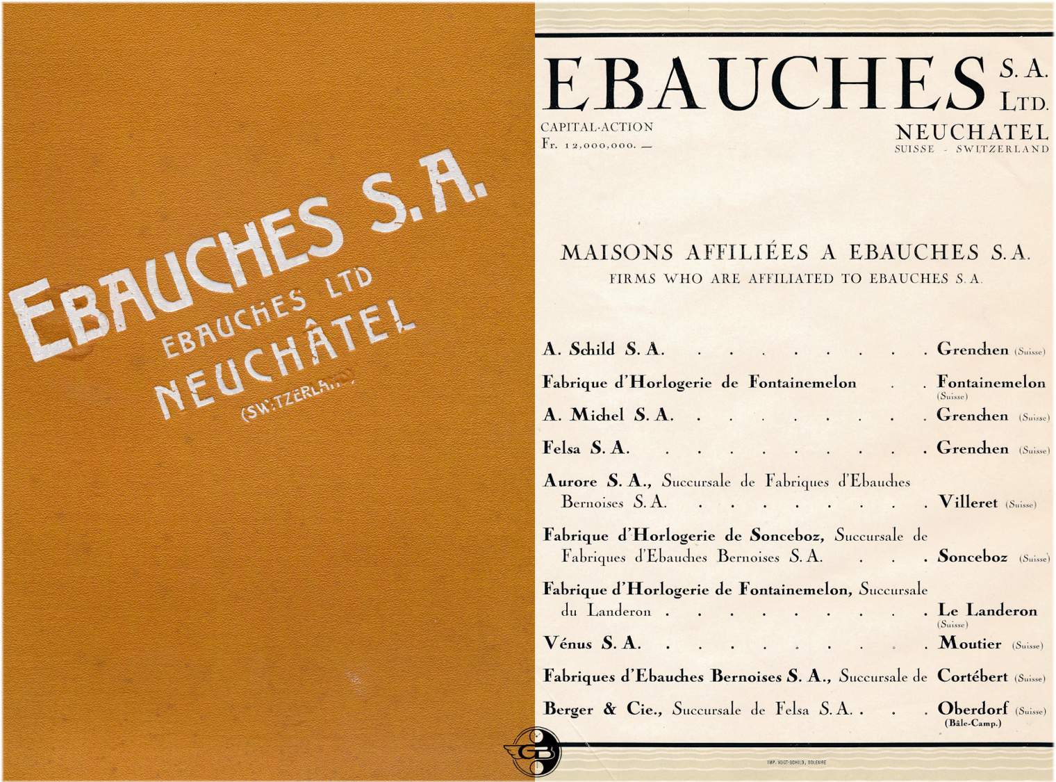 Ebauches SA Katalog 1 1928 C Uhrenkosmos