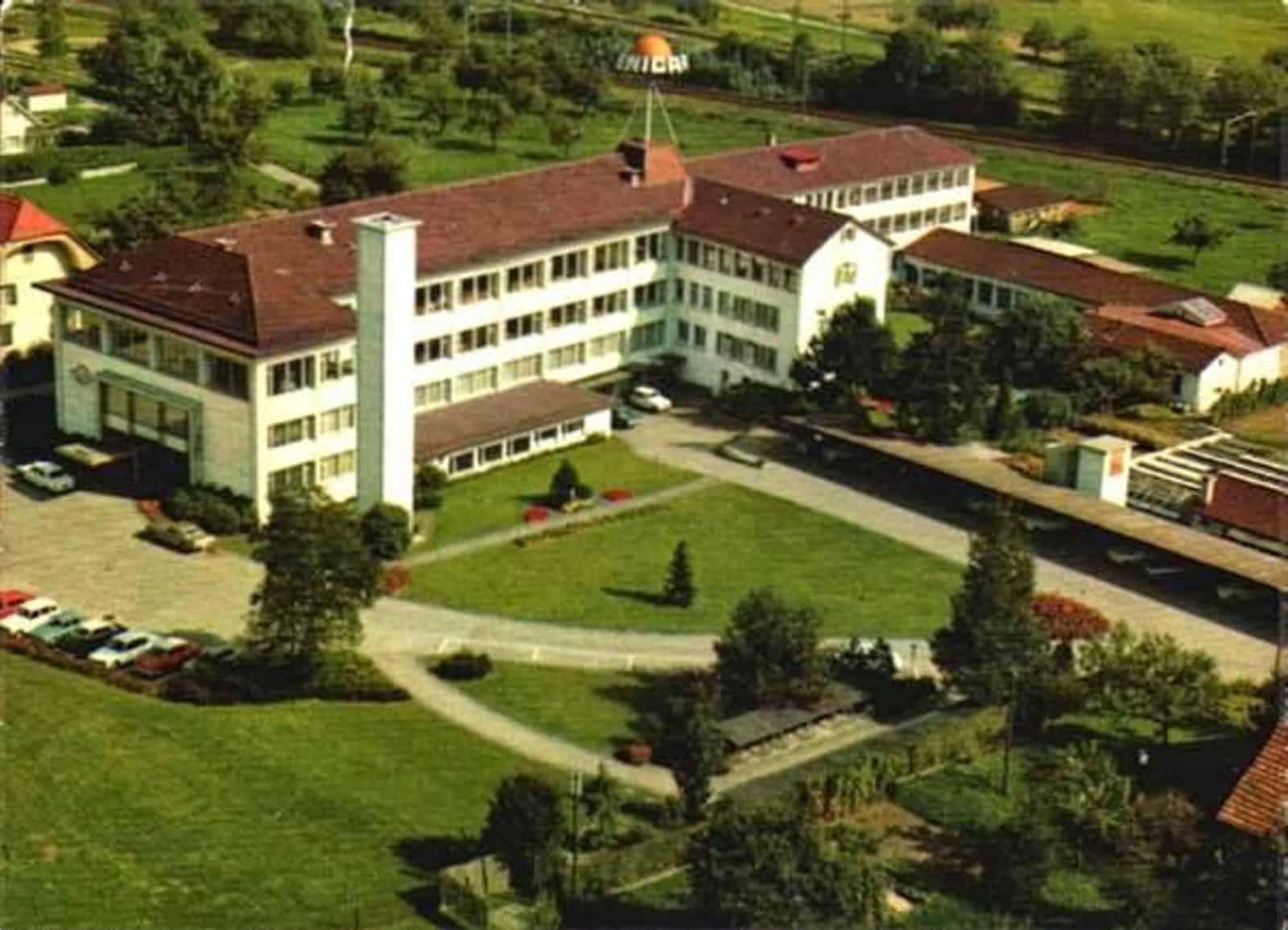 Die Enicar Produktionsstätte in Legnau im Jahr 1960