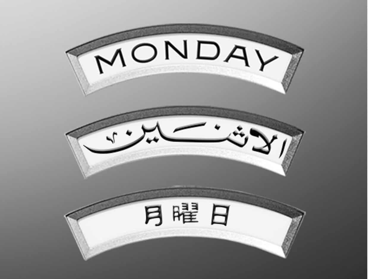 Day-Date Tagesanzeige in verschiedenen Sprachen