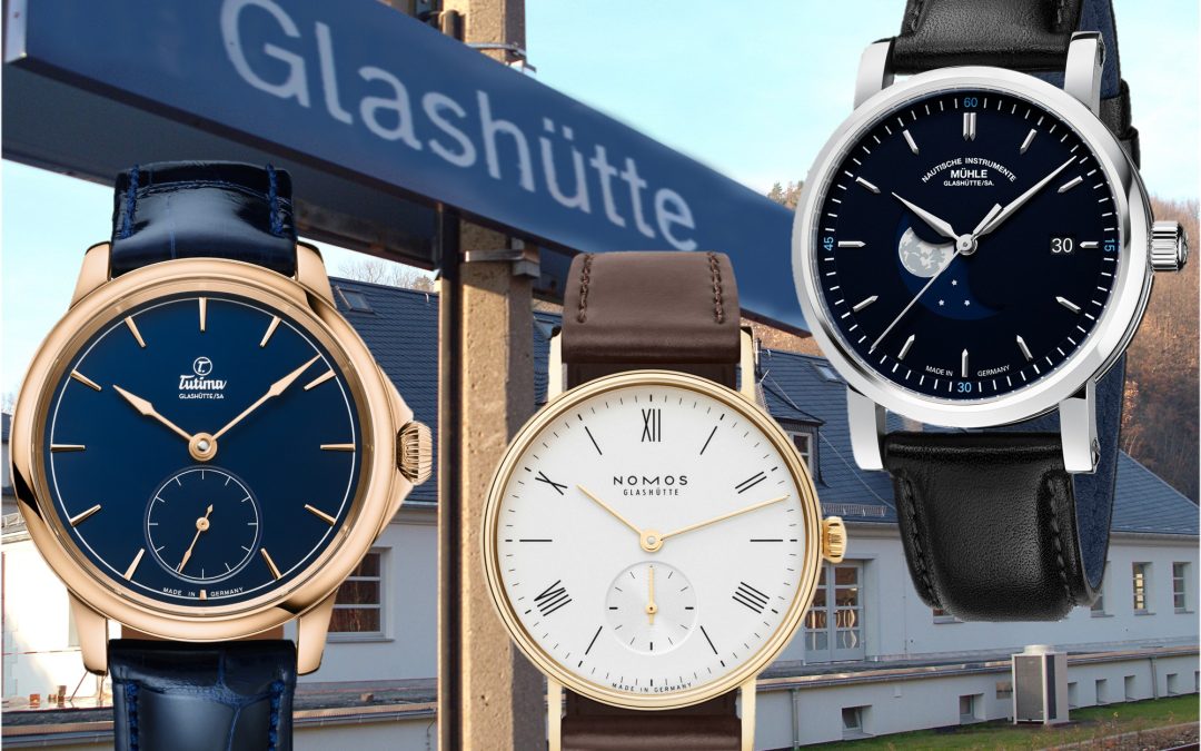 Glashütter Uhrentrio3 x Glashütte: Mühle Teutonia IV BlueMoon, Nomos Ludwig Gold 33 und Tutima Patria Roségold Blau