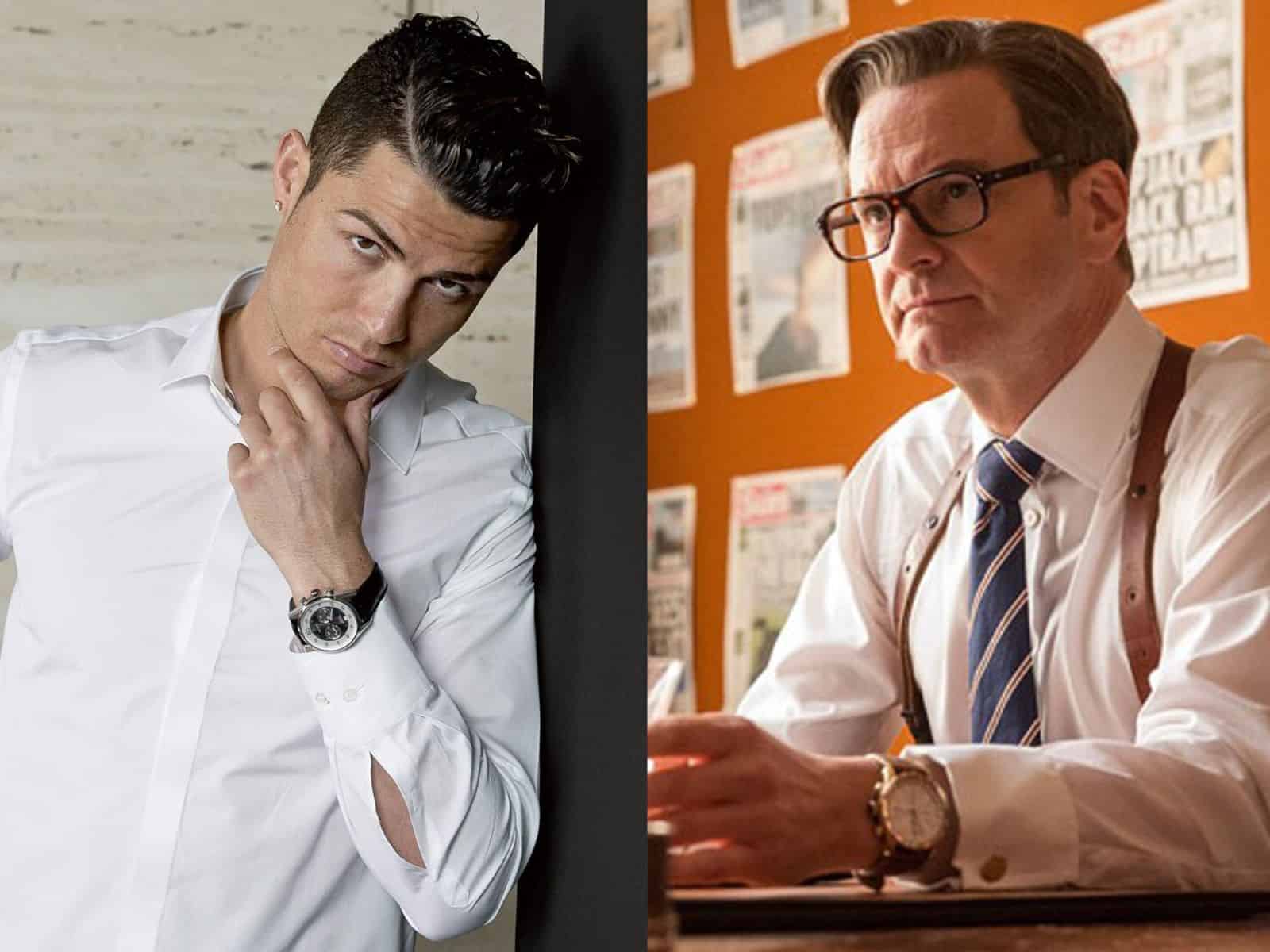 Ronaldo und Colin Firth mit Hemd und Uhr Bild TAG Heuer und 20th Century Fox