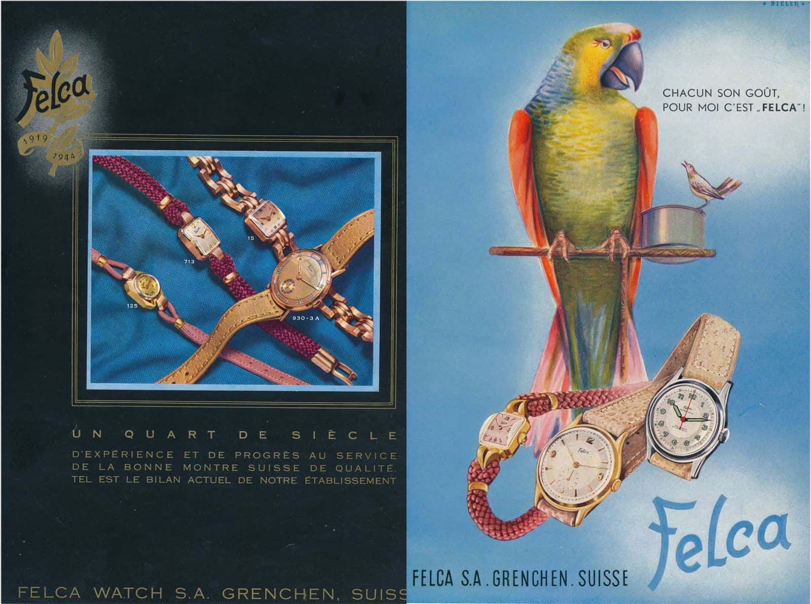 Historische Anzeigen von Felca in den Jahren 1944 und 1940