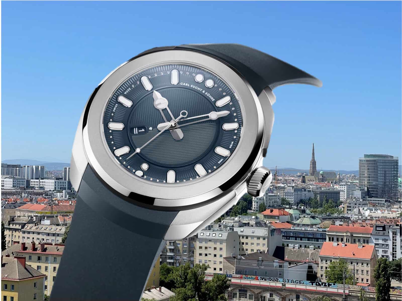 Armbanduhr für Wien-Fans: Carl Suchy Belvedere Blau 