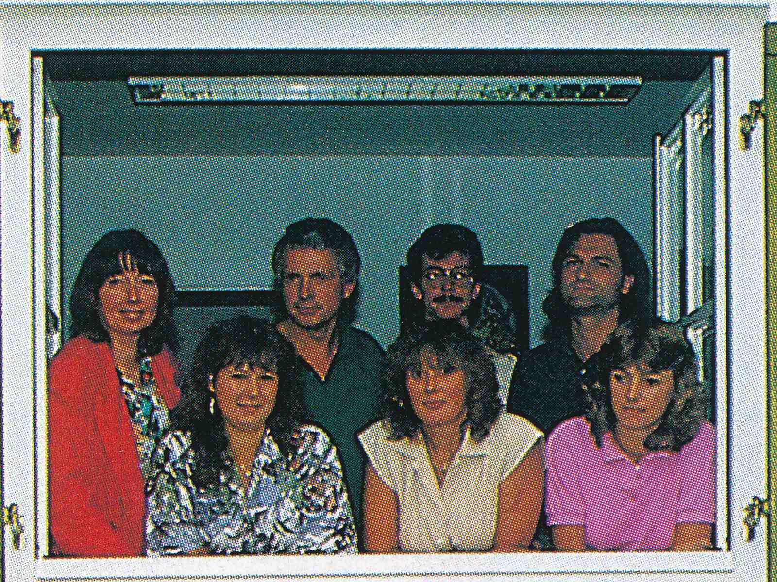 Das noch kleine Chronoswiss Team um Gerd-Rüdiger Lang und seine Frau Francoise Lang (ganz links) in Allach 1988