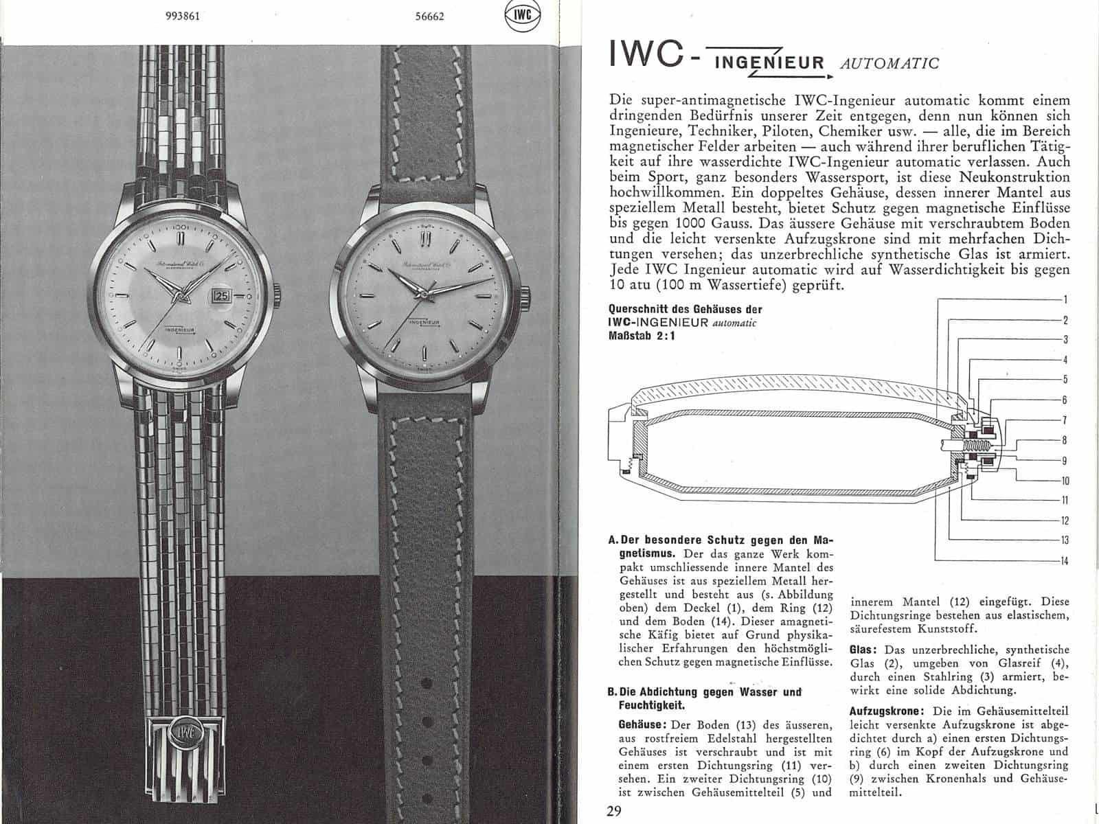 IWC Katalogseite zur IWB Ingenieur, Referenz 666, 1950er Jahre 