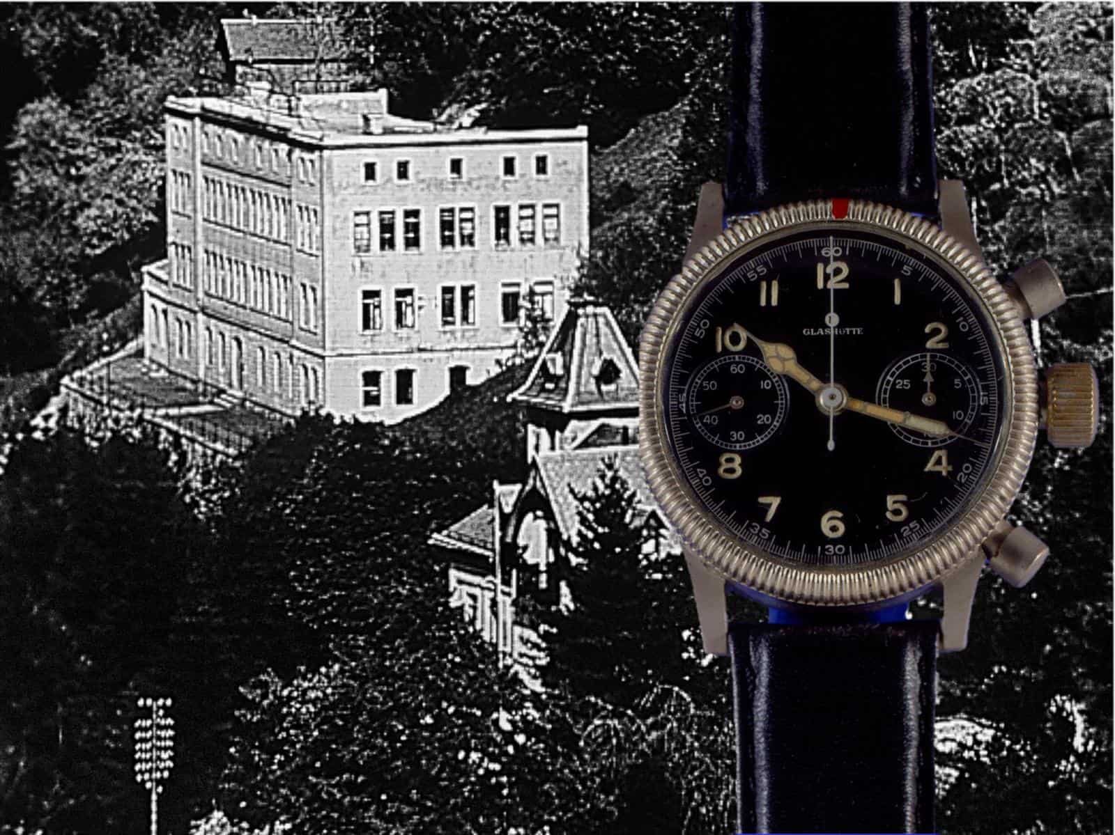 Die alte Tutima Uhrenfabrik in Glashütte und ihr Flaggschiff, der Fliegerchronograph Kaliber 59 