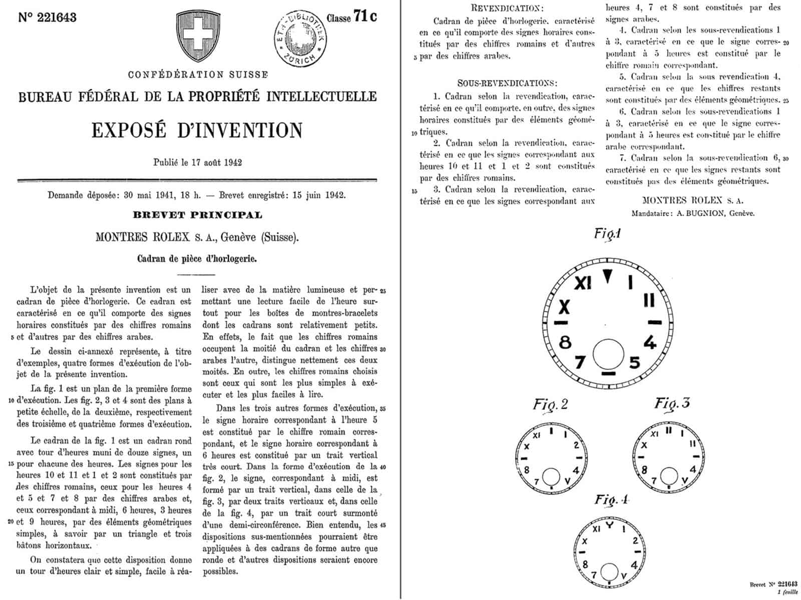 Rolex Patent 1942 des lese-sicheren Leuchtblatts heute salopp California Dial genannt