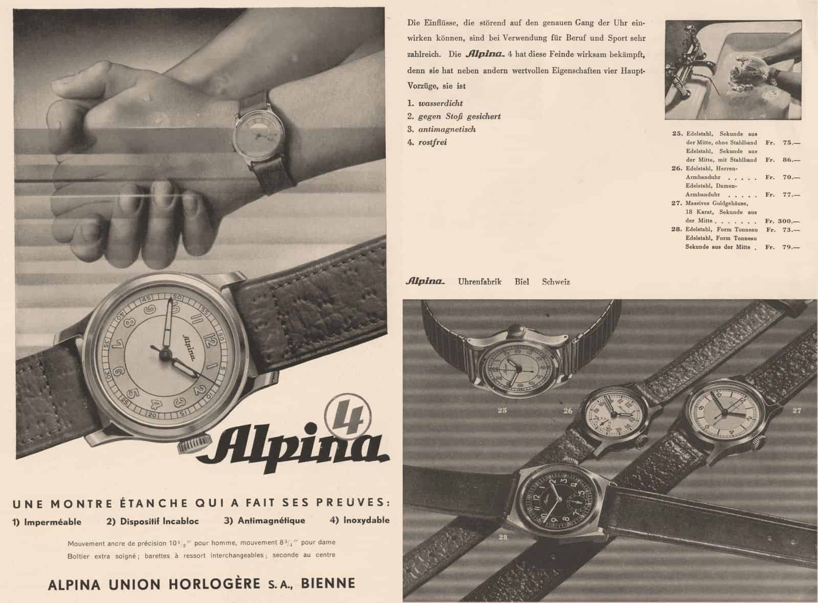 Armbanduhr Alpina 4 von 1938 