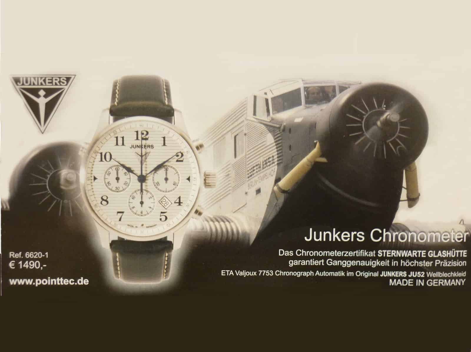 Anzeige Junkers Chronograph Deutscher Chronometer 2008 
