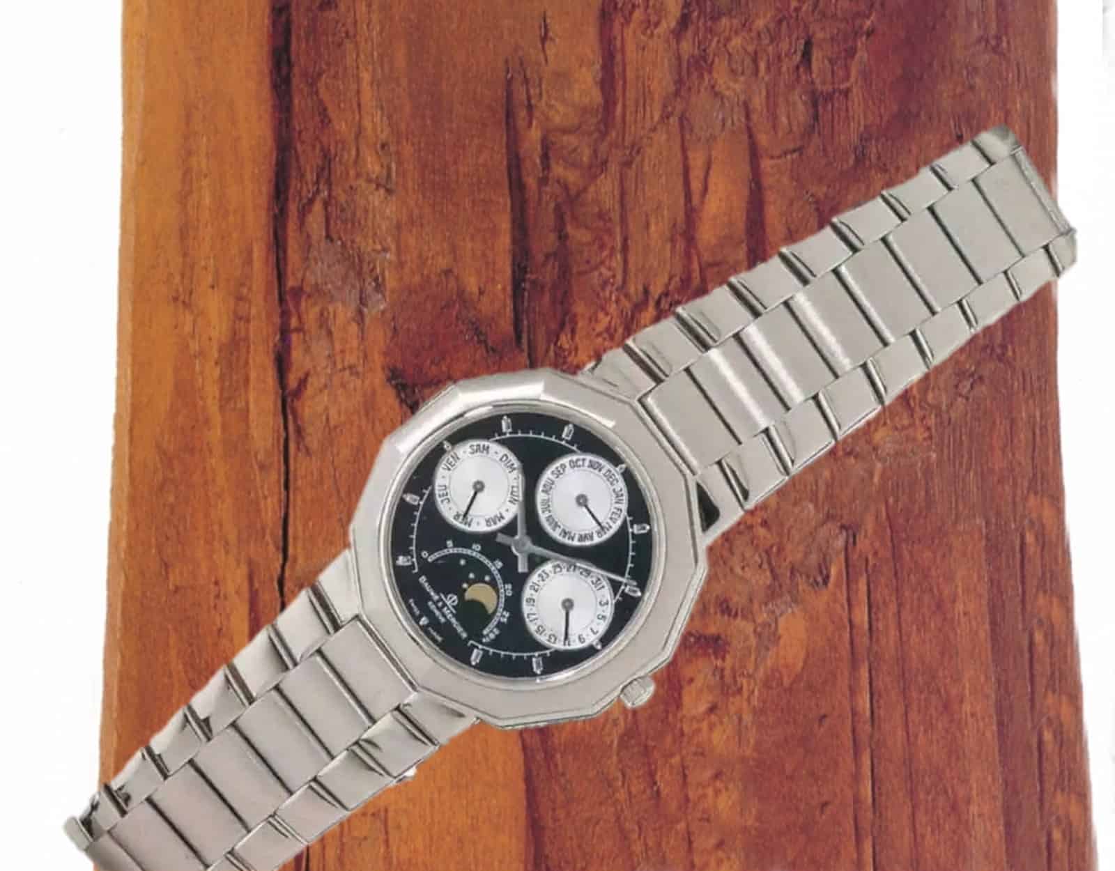 Baume & Mercier Riviera Complication mit Vollkalender und Mondphasenanzeige,  Stahl und Gliederband, 1990 