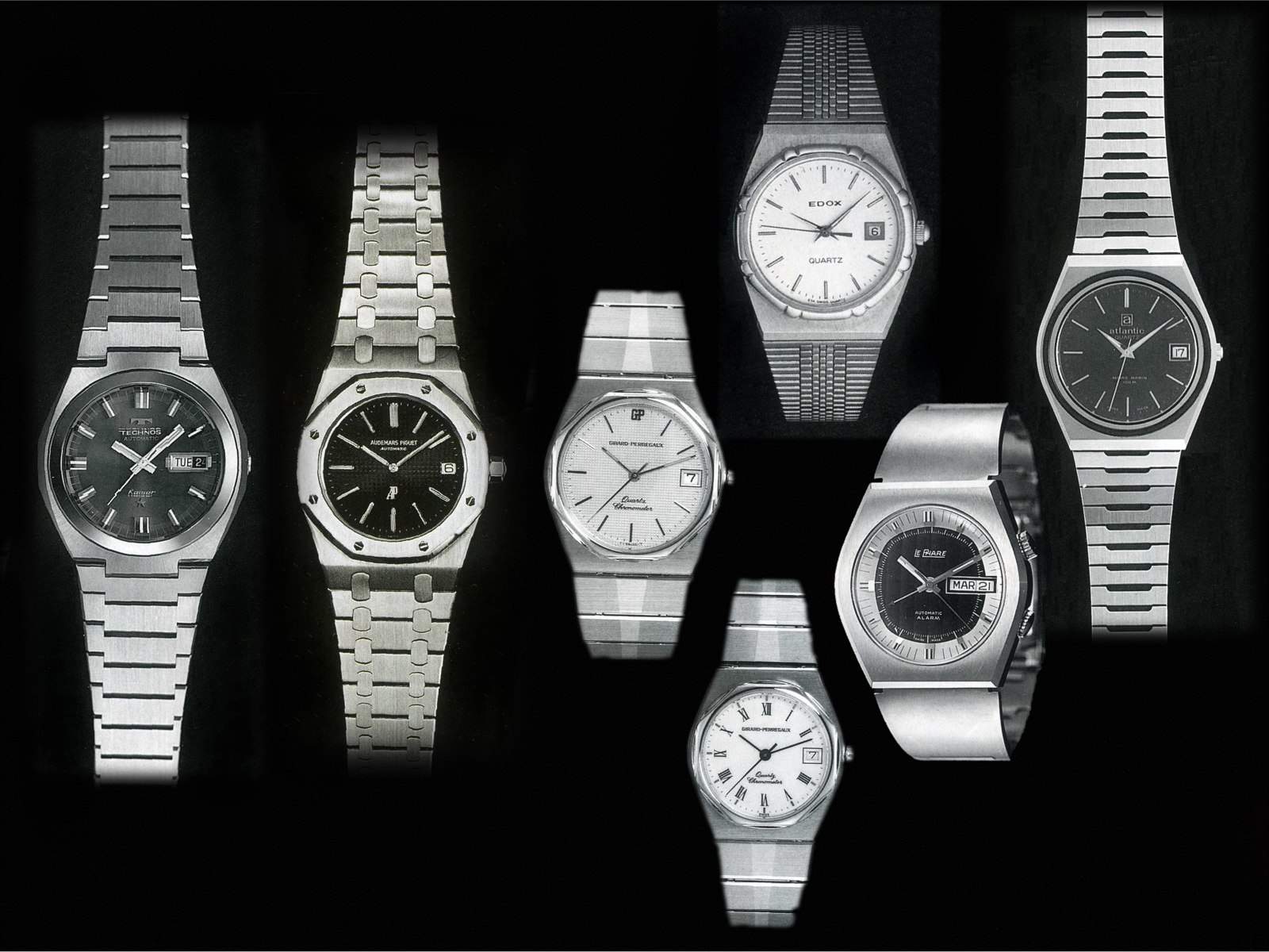 Armbanduhren mit integriertem Gliederband, 1970-er und frühe1980-er Jahre