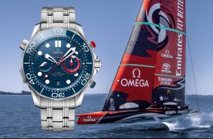 Omega Seamaster Diver 300 m America's Cup mit dem Boot des Team Emirates New Zealand