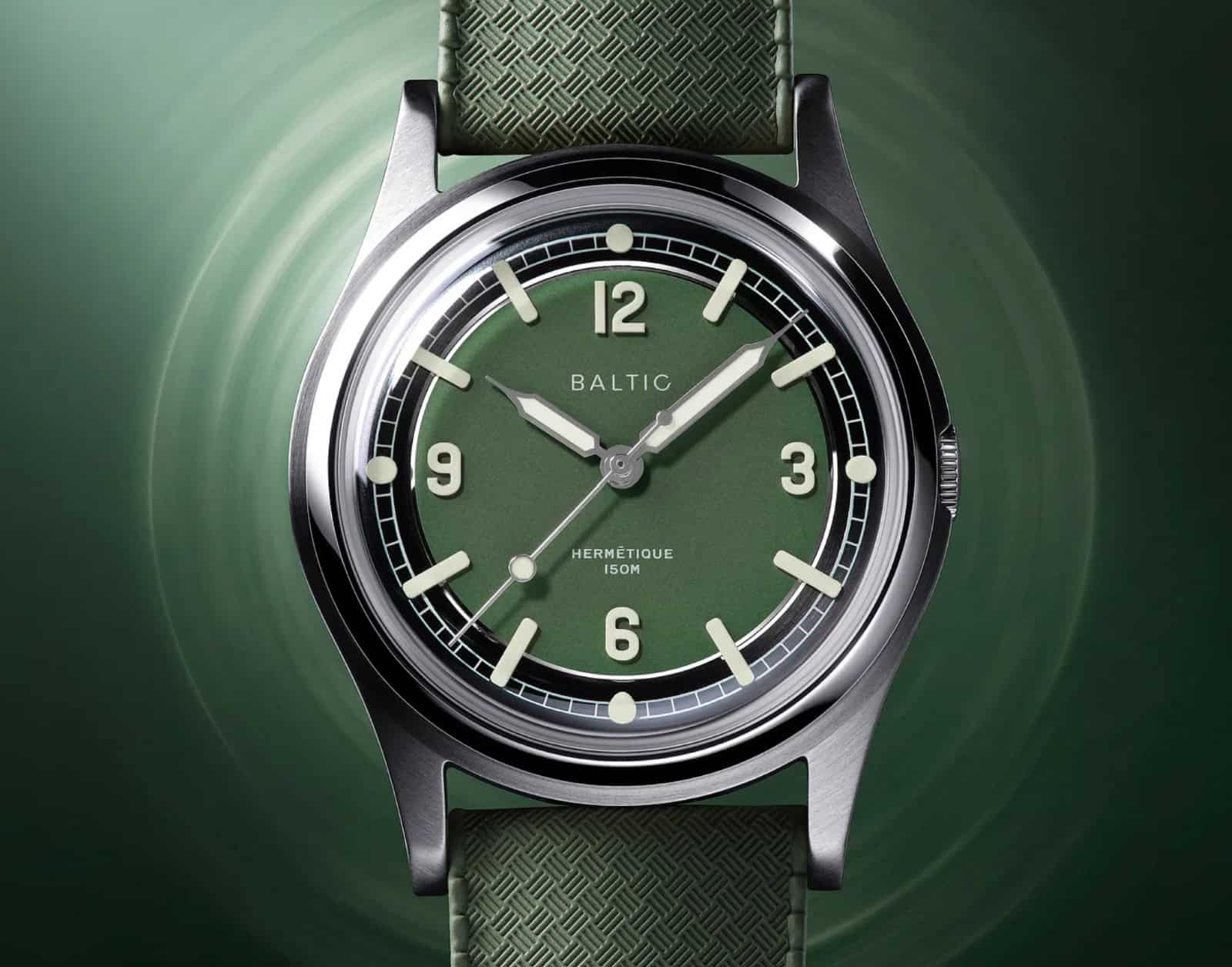 Baltic Hermetique Uhr mit grünem Band