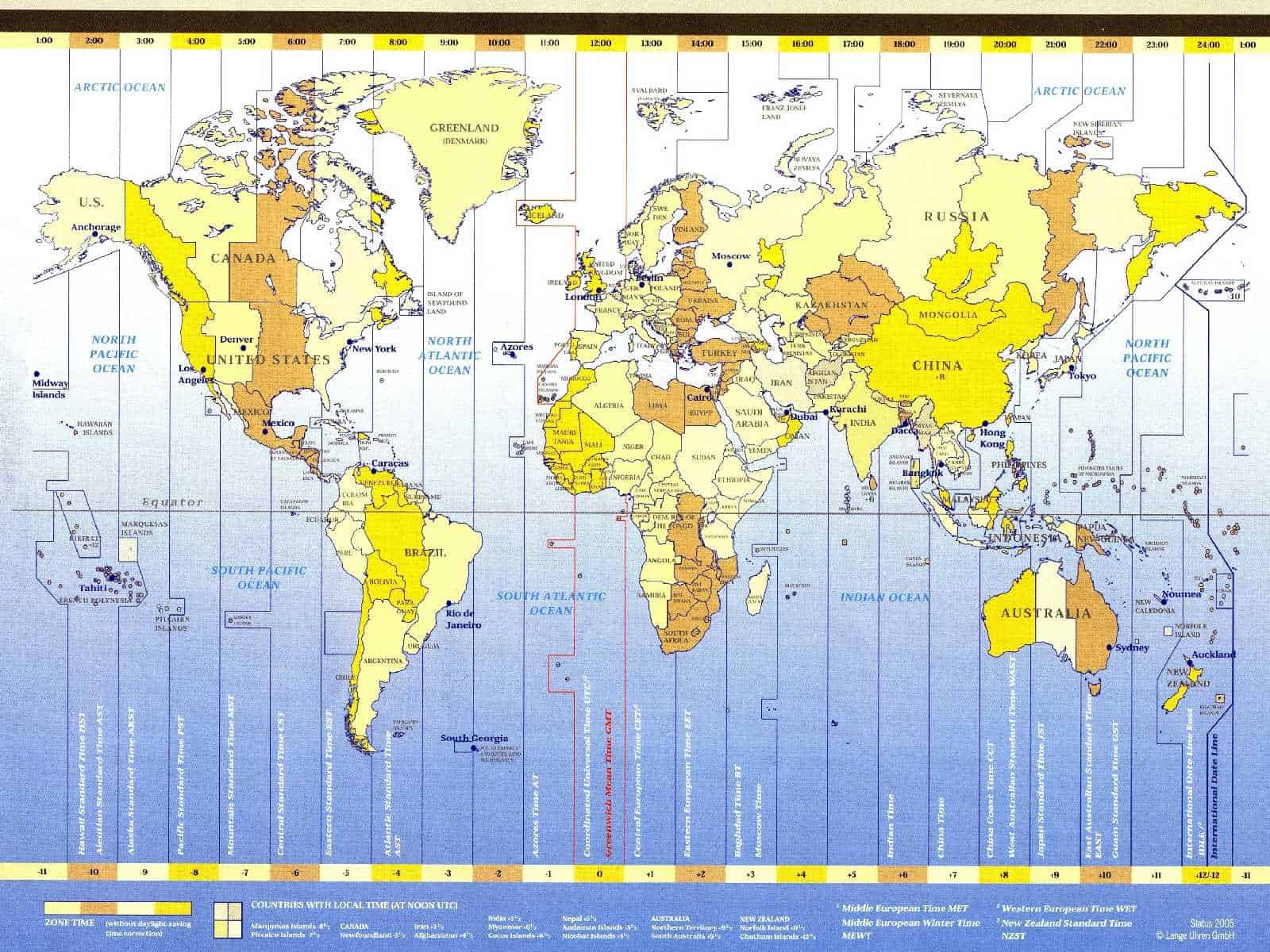 Internationale Zeitzonen-Karte