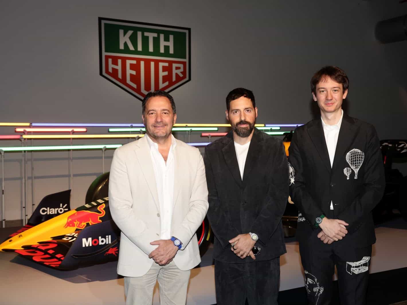 Julien Tornare Ronnie Fieg und Frédéric Arnault beim Launch der TAG Heuer Formula 1 Kith im Rubell Museum Miami