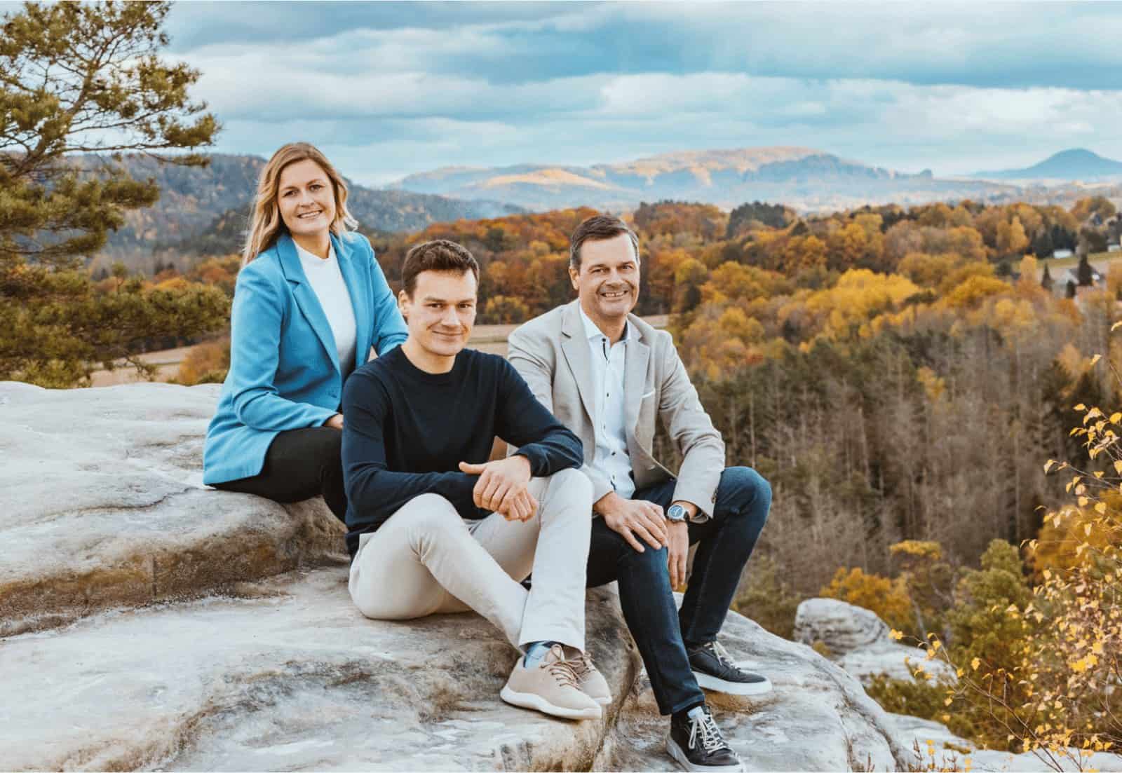 Thilo Mühle mit Tochter Fanny und Sohn Dustin in der sächsischem Heimat