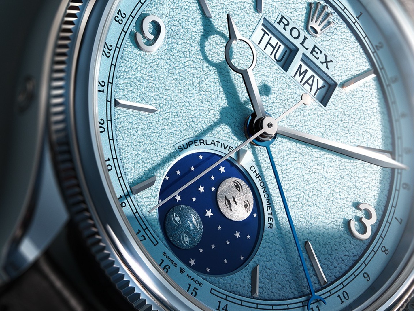 Rolex Perpetual Padellone 2026 Platin Detail Zifferblatt