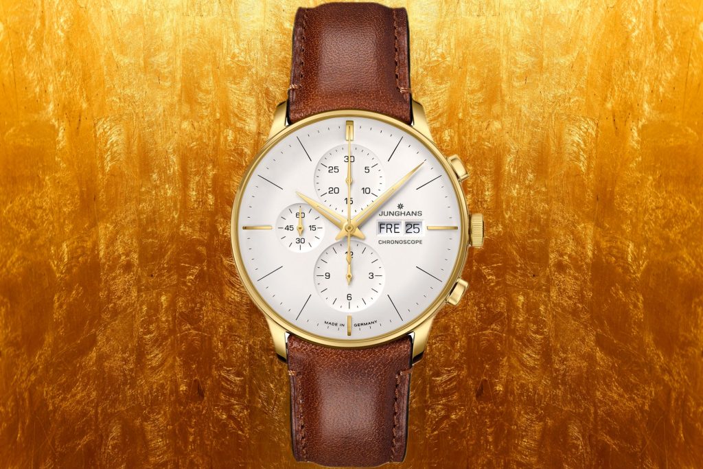 goldfarbener Junghans Meister Chronoscope 27-7620.02 PVD-beschichtet